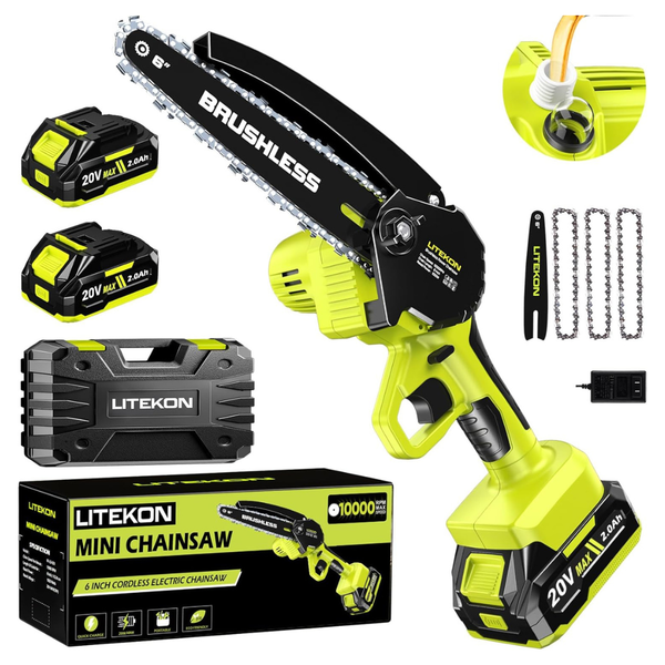 Mini 1000W High Power Motor 36 ft/S 6" 20V Cordless Power Chainsaw