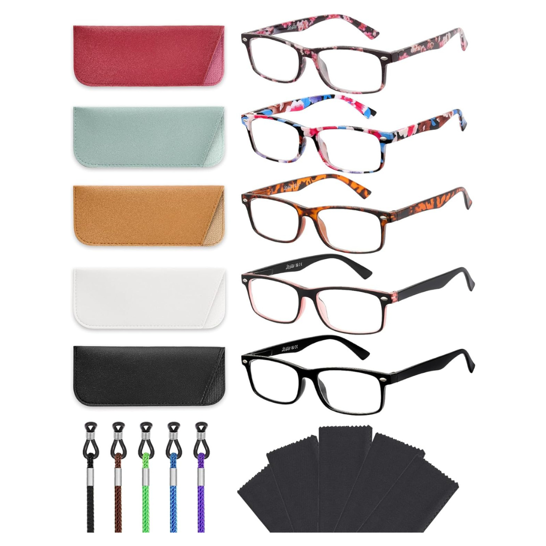 5-Pack Women's Blue Light Blocking Reading Glasses