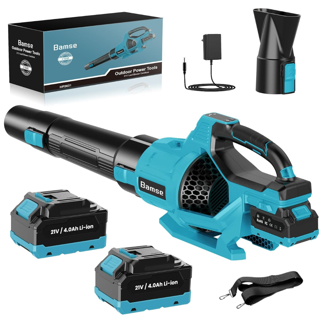 Cordless Leaf Blower With 2 x 4.0Ah Batteries And Charger
