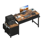 57" Lufeiya Computer Desk W/ Fabric File Drawers Cabinet