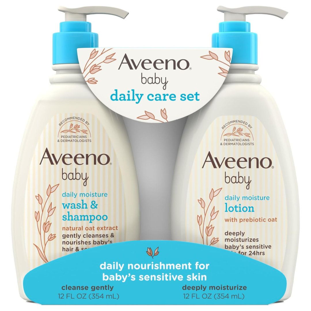 2-Pack Aveeno Baby Daily Care Gift Set W/ Oat Extract & Prebiotic Oat (12oz Bottles)