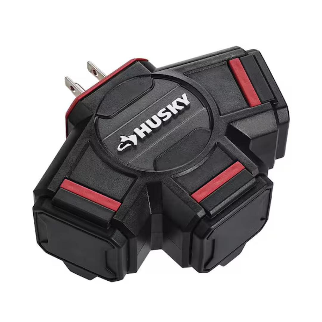 Husky Water-Resistant 3-Outlet Extension Cord Adapter