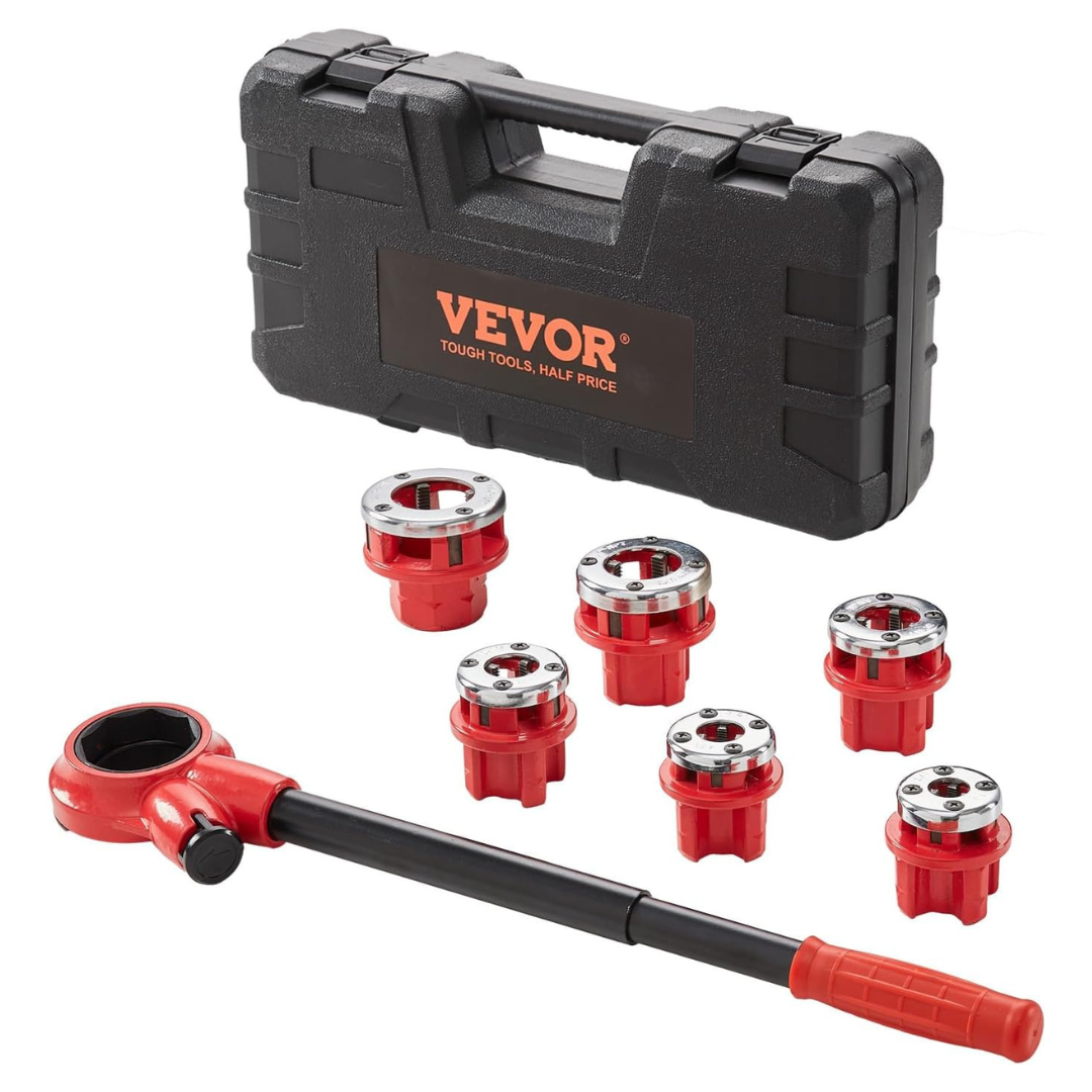 Vevor Ratchet Portable Pipe Threader Kit With 6 Dies