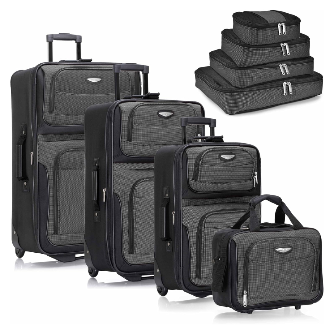 8-Piece Travel Select Amsterdam Rolling Upright Luggage Set (Gray)