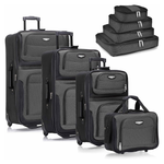 8-Piece Travel Select Amsterdam Rolling Upright Luggage Set (Gray)