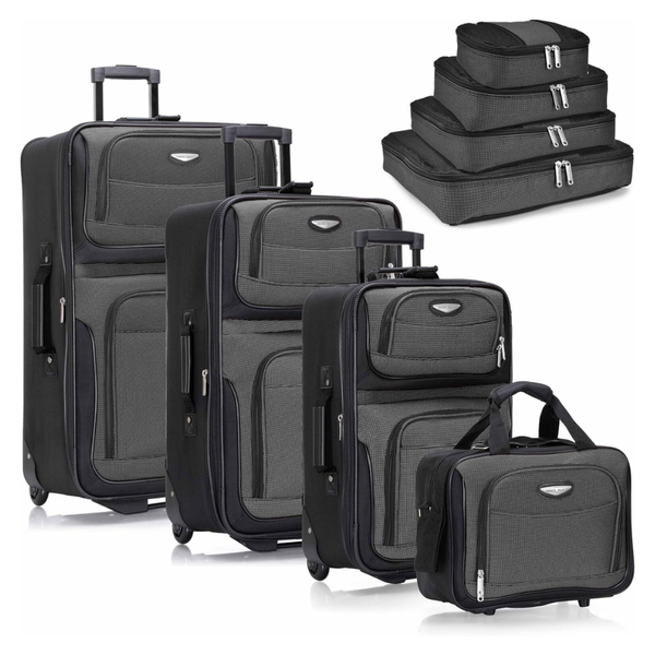 8-Piece Travel Select Amsterdam Rolling Upright Luggage Set (Gray)