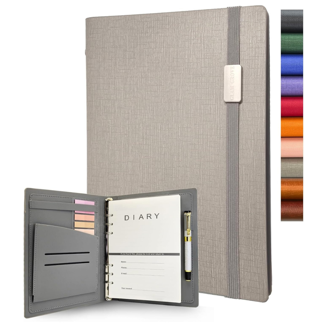 A5 Refillable Binder Hardcover Notebook W/ Pen Loop & Pockets (Various)