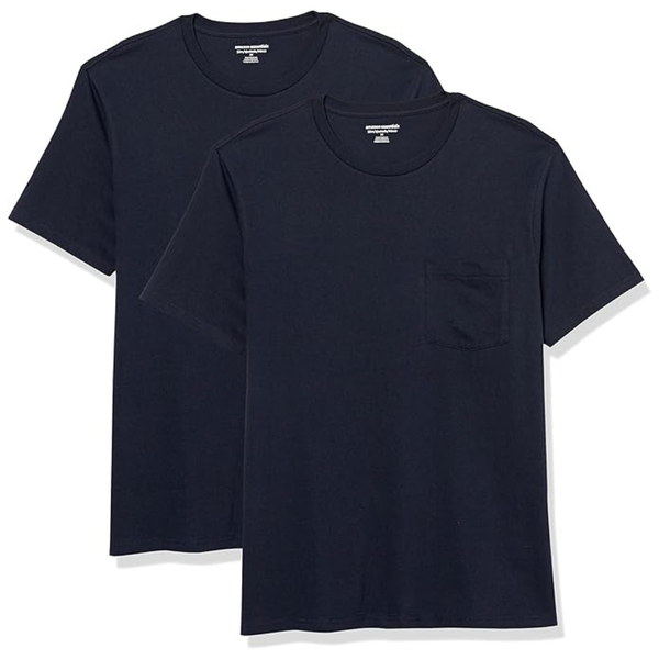 2-Pack Amazon Essentials Men's Crewneck Pocket T-Shirts