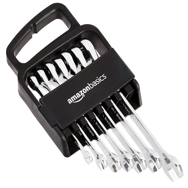 7-Piece Amazon Basics Metric Ratcheting Combination Wrench Set