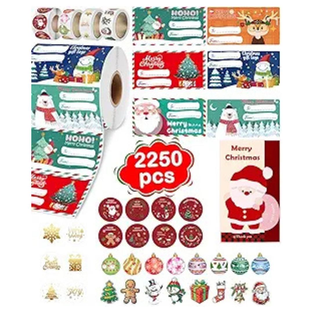 2250-Piece Christmas Gift Tags & Stickers for Presents & Wrapping Paper