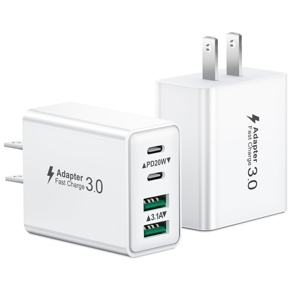 2-Pack 4-Port 40W USB-C Wall Charger