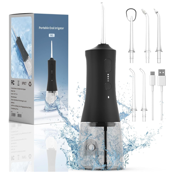 Cordless Water Flosser, 265ml With 6 Nozzles, 1400 Pulses/Min, 4 Modes
