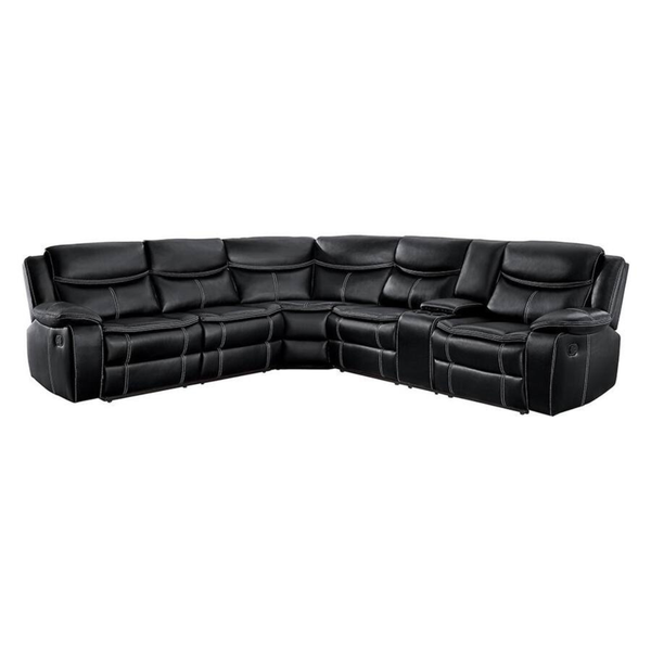 118" Straight Arm 3-piece Faux Leather Reclining Sectional Sofa