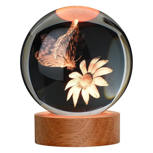 Large 3D Butterfly Crystal Ball Night Light