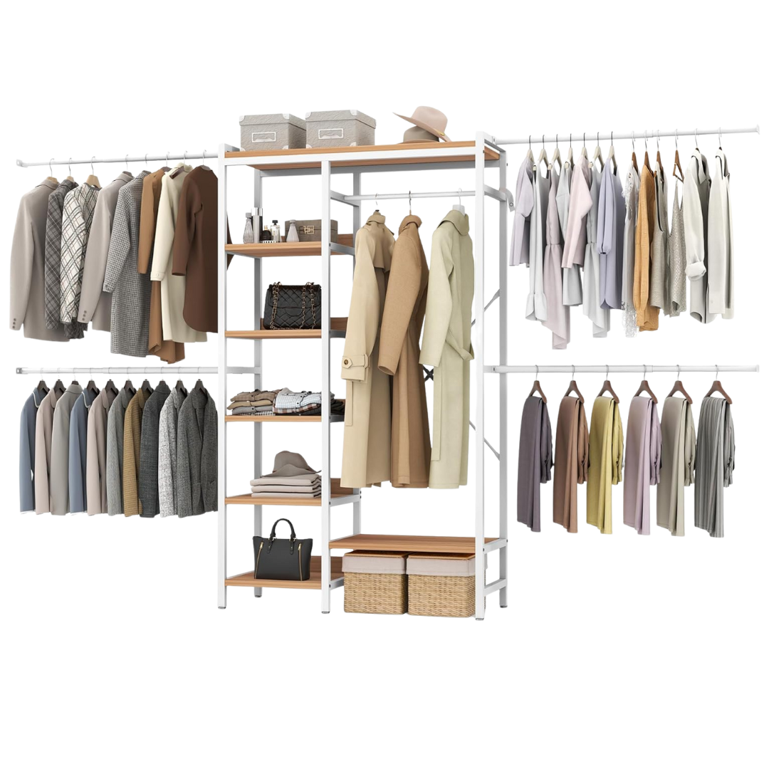 Heavy Duty Closet Organizer System Adjustable Garment Rack