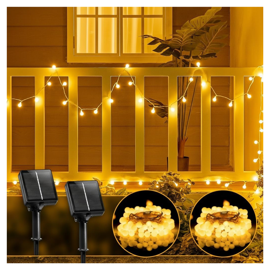 2-Pack 19.6FT 120 LED Globe Solar String Lights
