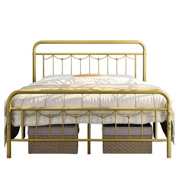 Yaheetech Queen Size Metal Bed Frames With Vintage Headboard
