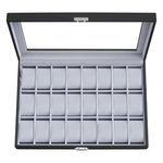 24-Slot Lockable Watch Storage Case With Glass Lid