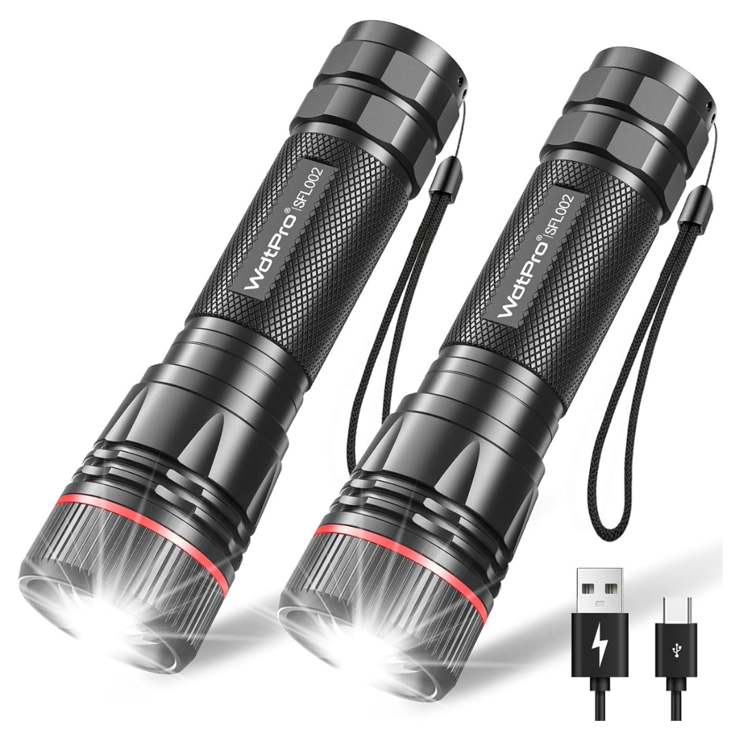 2-Pack WdtPro Rechargeable LED Flashlights (Various Colors)