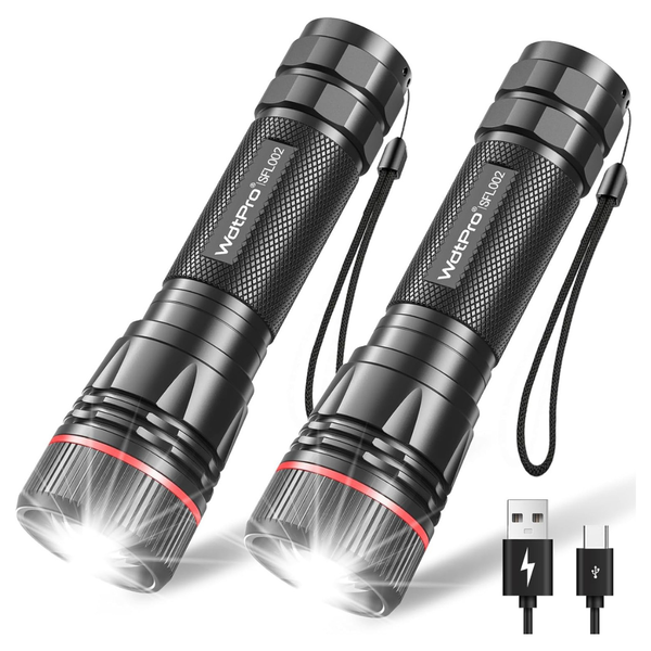 2-Pack WdtPro Rechargeable LED Flashlights (Various Colors)