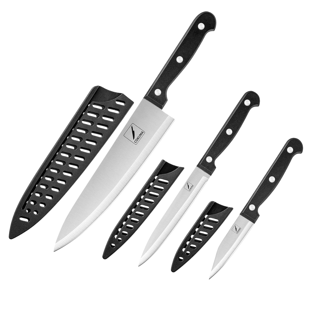 3-Piece Cokuma Stainless Steel Chef Knife Set With Sheath