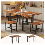 Set Of 4 Extendable Kitchen Dining Table Set With Metal Frame