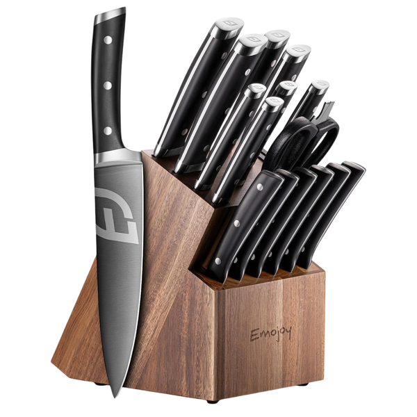 Emojoy 17-Piece German Titanium Steel Knives