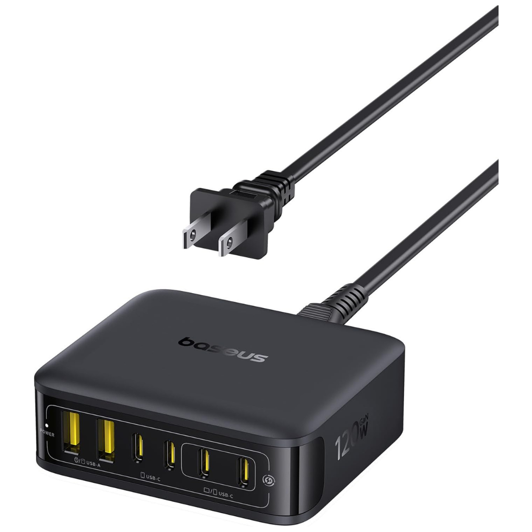 120W Baseus Enerfill 6-Port USB-C (4) & USB-A (2) GaN Charging Station