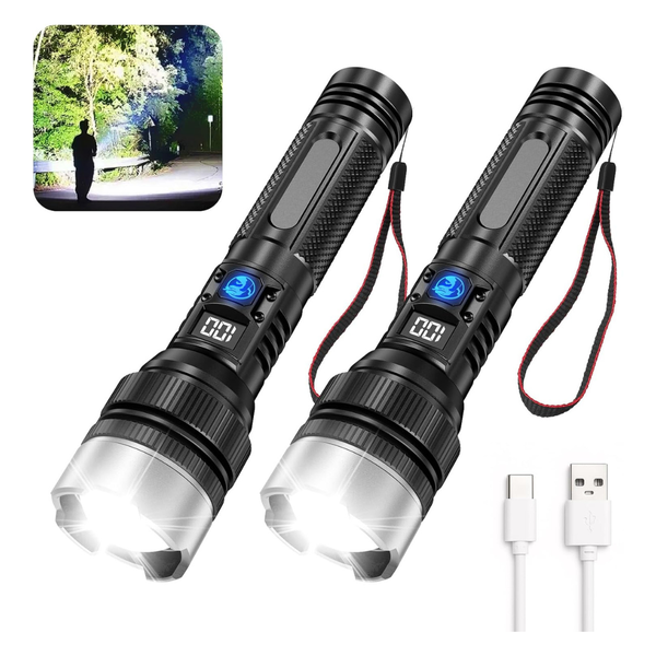 2-Pack JMNGSHU 10000-Lumens 3-Mode LED Flashlights