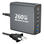 Mekiojeo 7-Port 260W USB-C GaN 3 Wall Charger Adapter