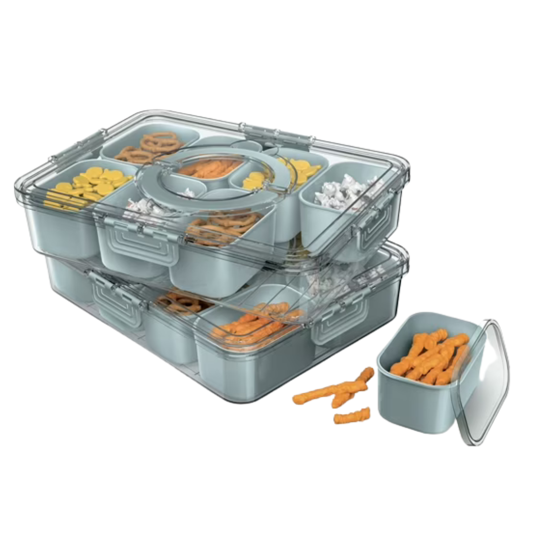 2-Pack Cook With Color 8-Compartment Snackle Box W/ Lids & Handle (4 Colors)