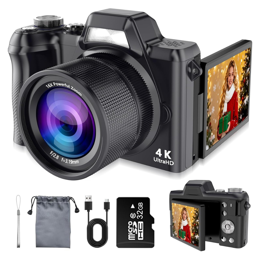 Kasukani DC13 CMOS 56MP 4K UHD Wi-Fi Digital Camera W/ 16X Zoom