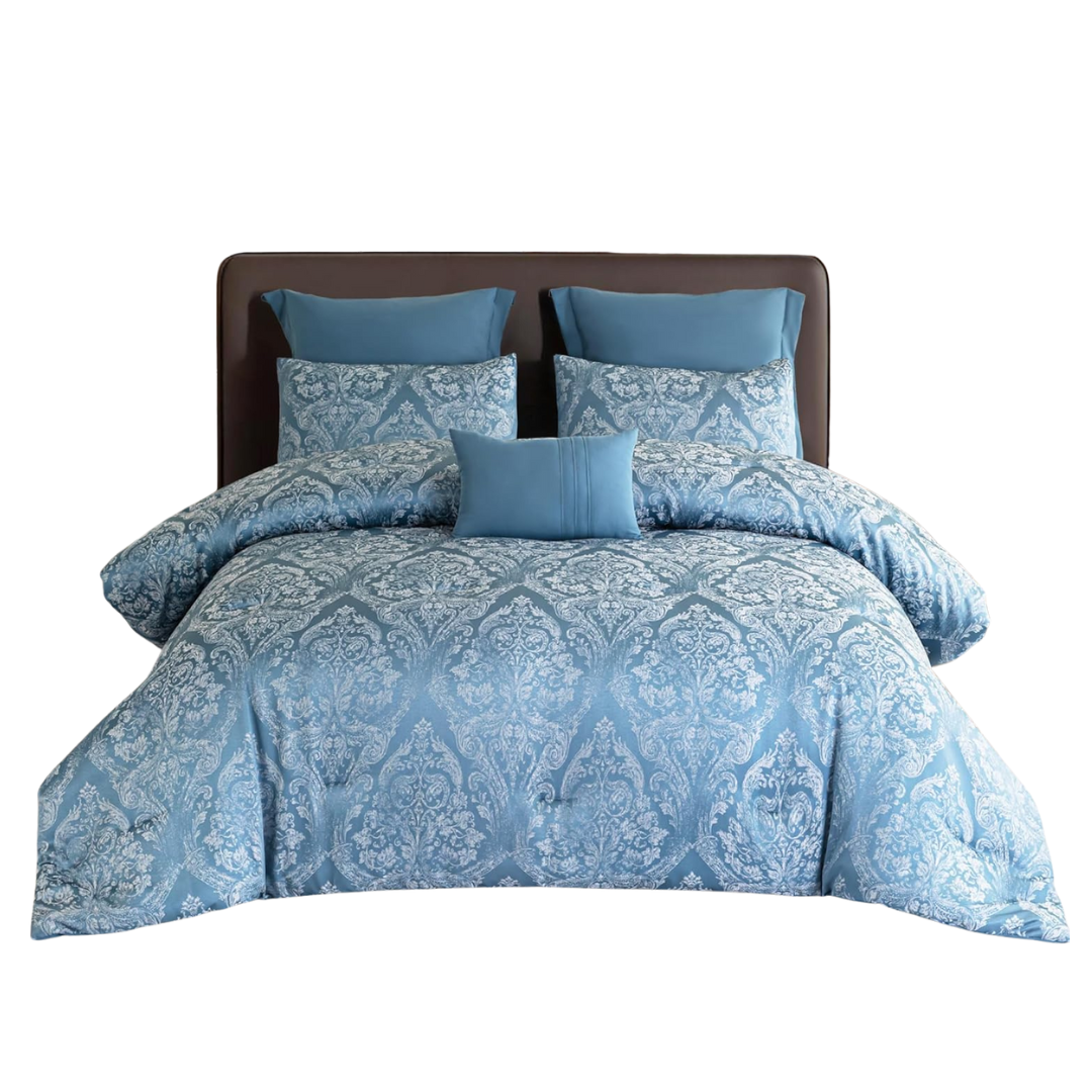 Alpha Home Queen Size Jacquard Comforter & Bed Set (2 Colors)