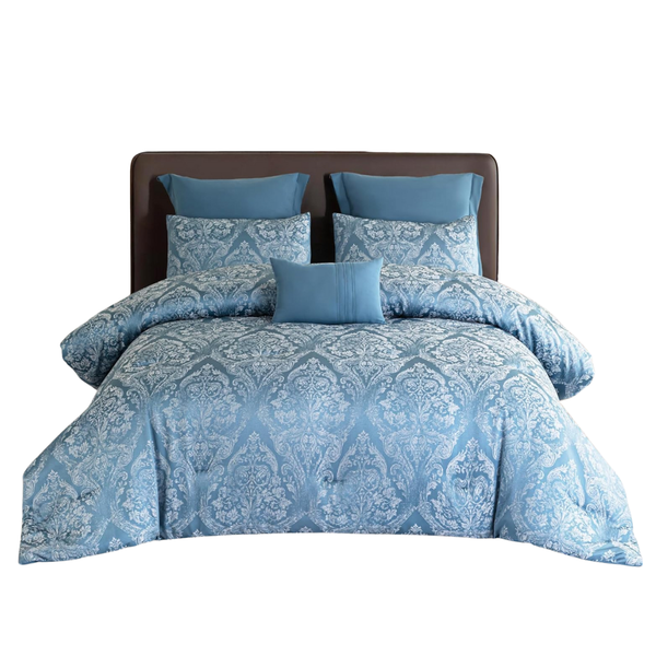 Alpha Home Queen Size Jacquard Comforter & Bed Set (2 Colors)