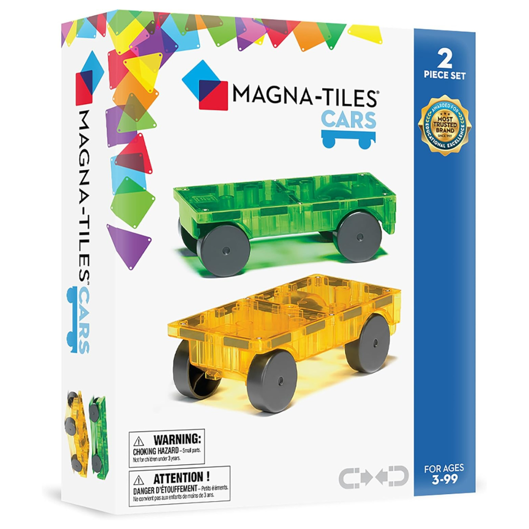 2-Piece Magna-Tiles Cars Green & Yellow Magnetic Construction Set