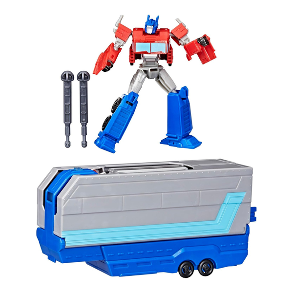 Transformers EarthSpark Optimus Prime Battle Trailer Playset with Lights