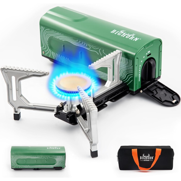 Big Horn Portable Folding Outdoors Camping Gas Burner w/Carry Bag