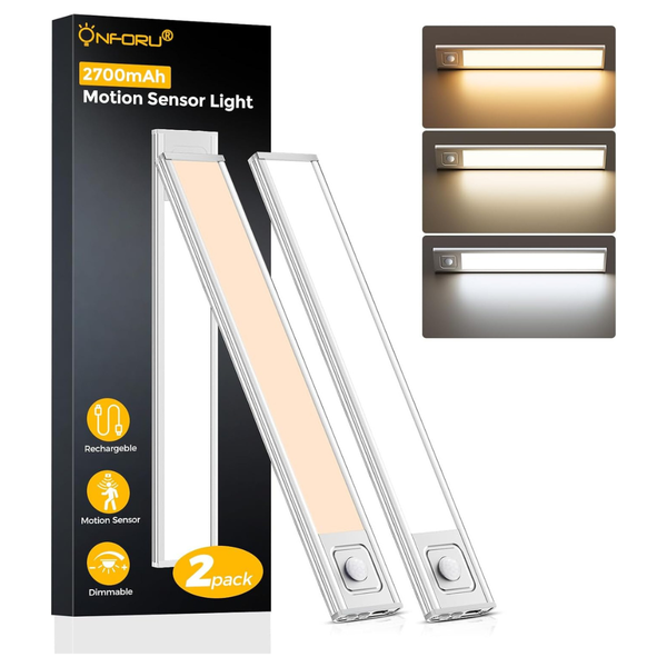 2-Pack Onforu 13.8" Under Cabinet Lights w/ 2700mAh USB-C Battery