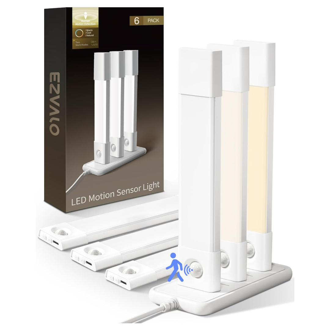 6-Pack Dimmable Wireless Motion Activated Cabinet Lights
