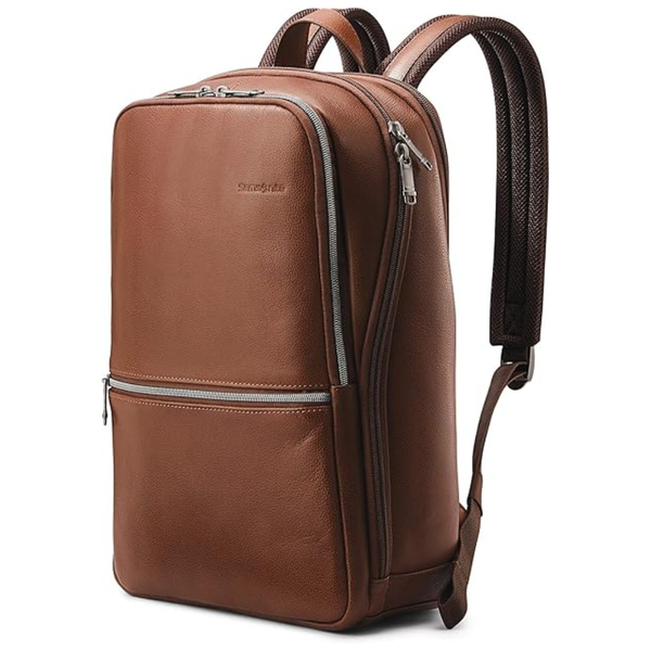 Samsonite Classic Leather Slim Backpack (Cognac)