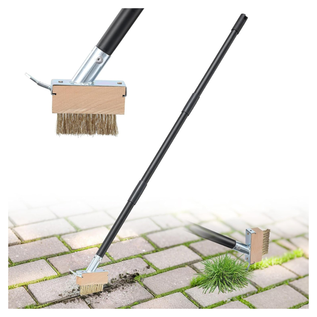 Crack Weeder Moss Remover Brush With 45" Handle