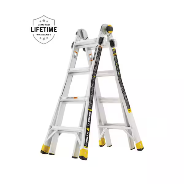 Gorilla 18ft Reach Aluminum Multi-Position Ladder With Tool Hangers