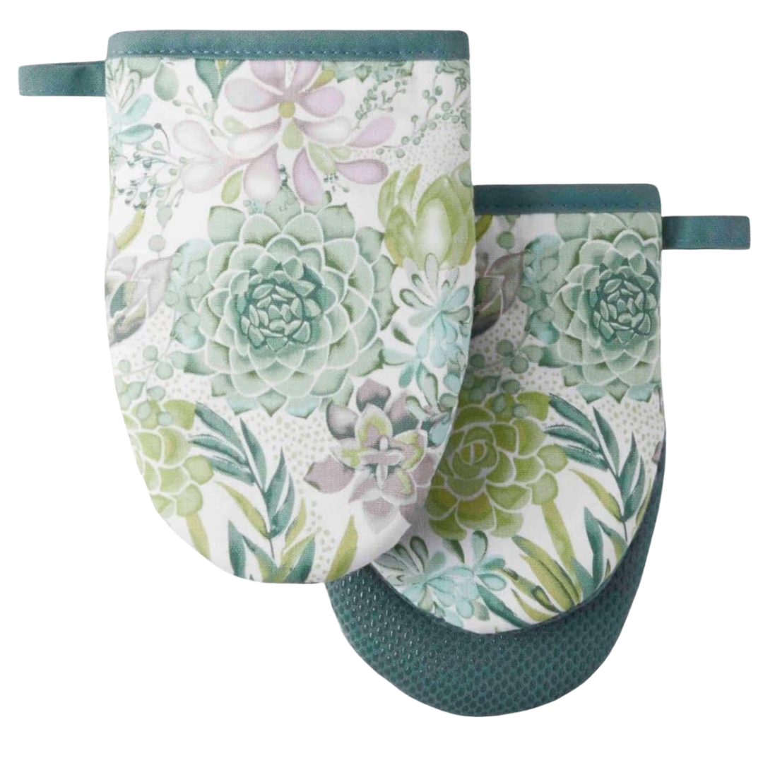 2-Pack Martha Stewart 5.5" x 8" Succulents Mini Oven Mitt Set