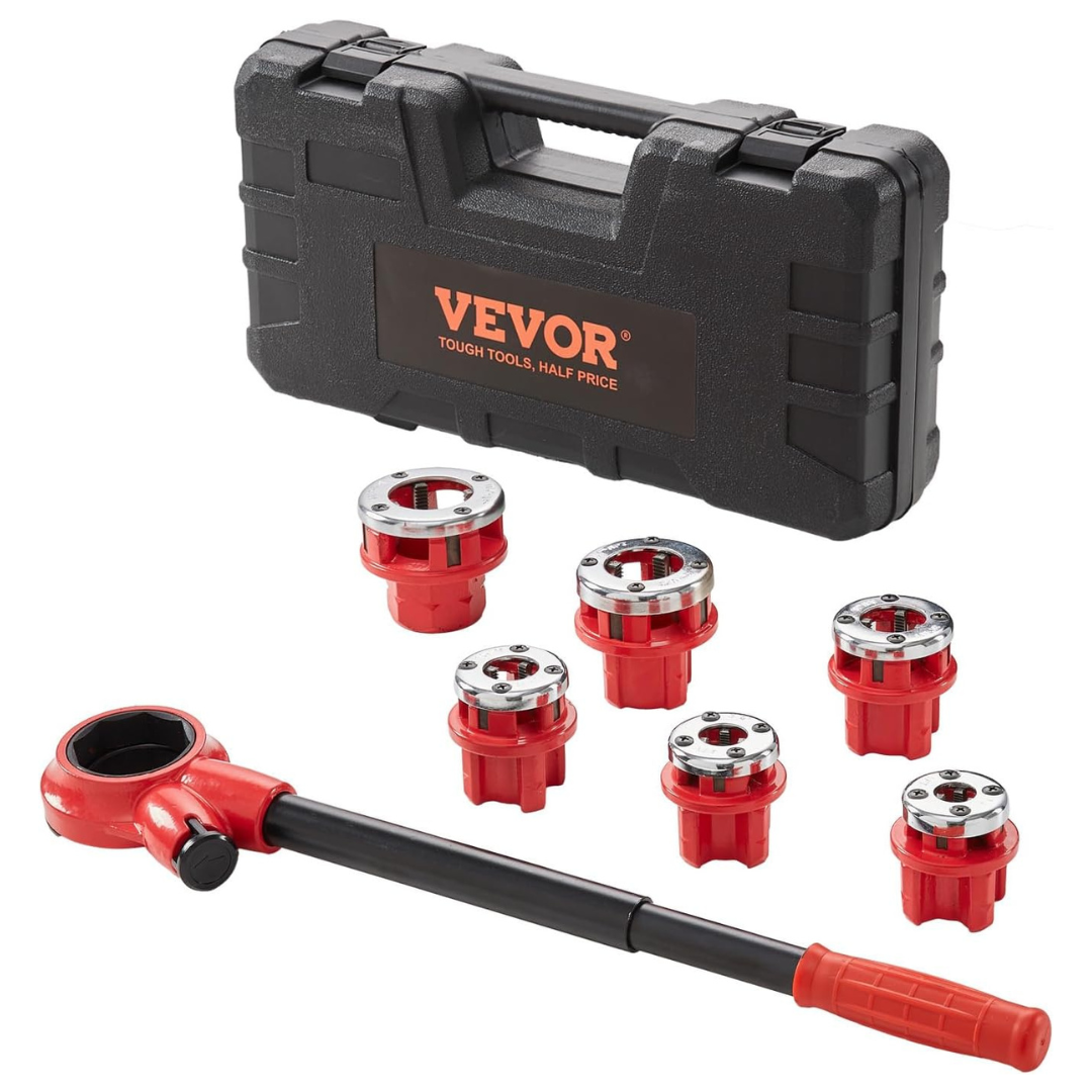 Vevor Ratchet Portable Pipe Threader Kit With 6 Dies
