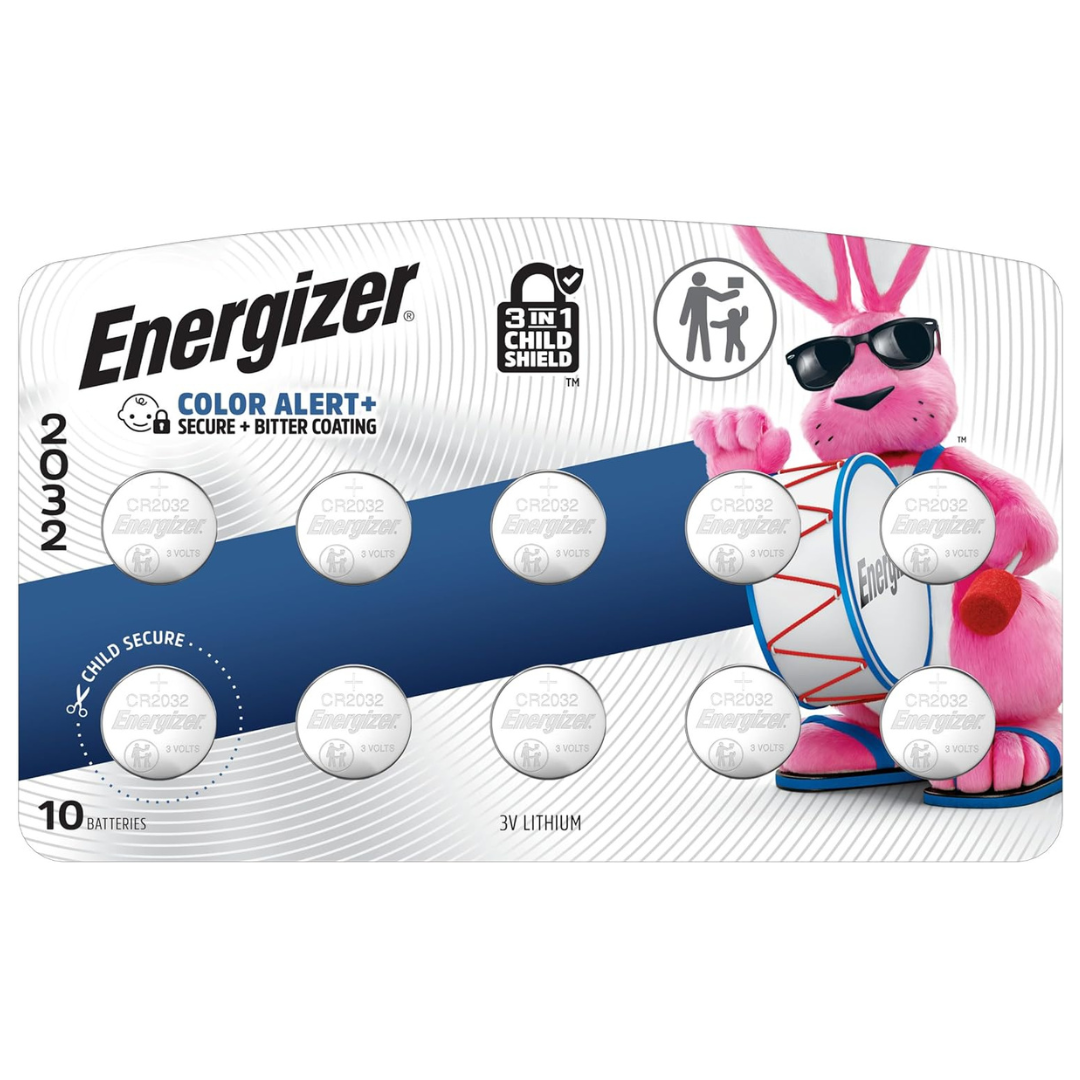 10-Pack Energizer CR2032 3V Lithium Coin Batteries