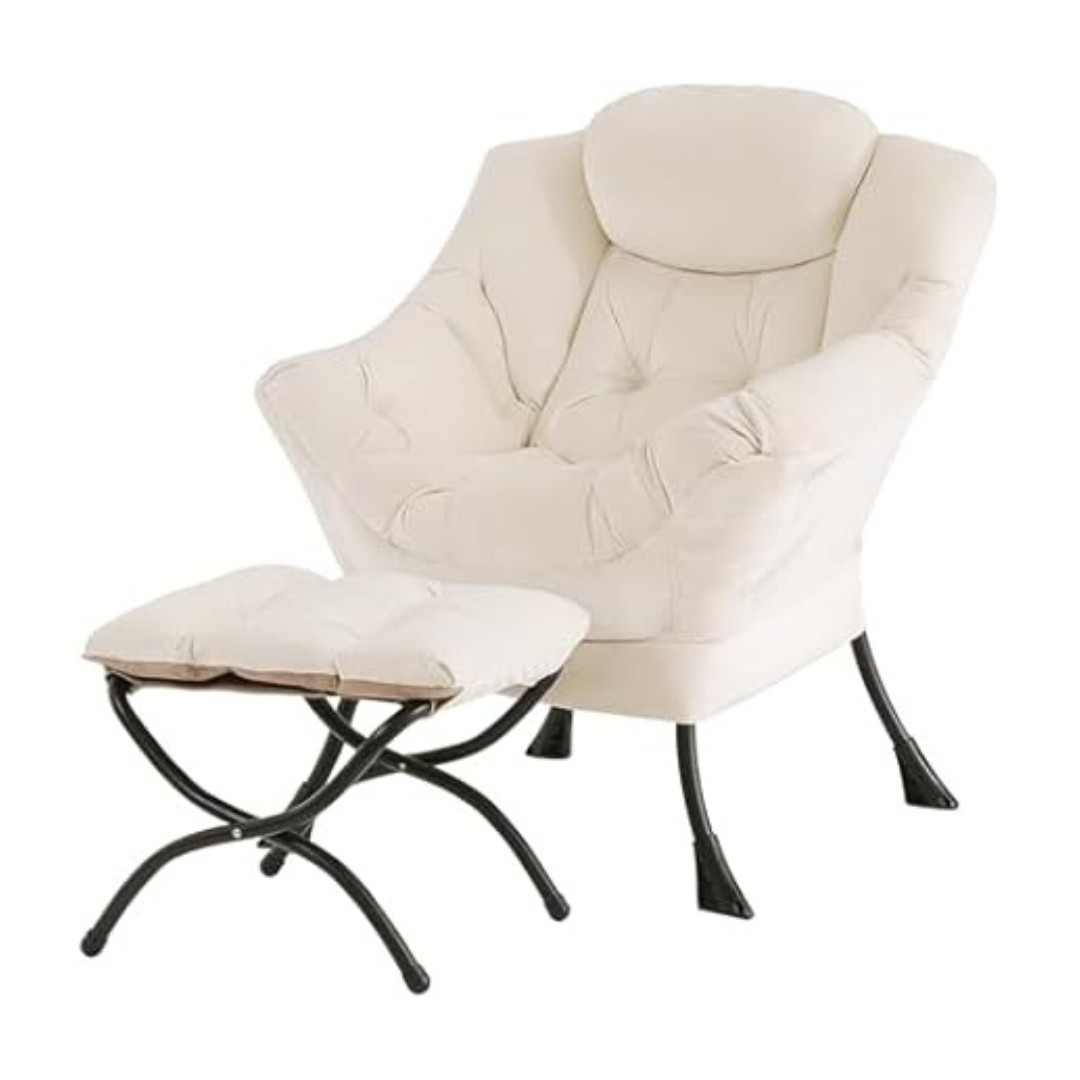 Tiita Large Accent Lounge Armchair With Ottoman & Footrest