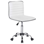 Yaheetech Adjustable Armless Swivel White Office Chair W/ Wheels