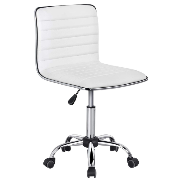 Yaheetech Adjustable Armless Swivel White Office Chair W/ Wheels