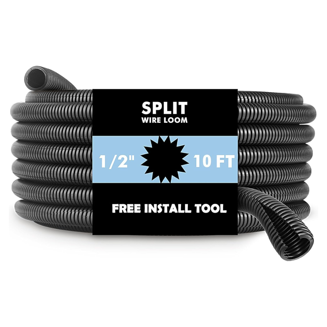 1/2" x 10Ft Automotive Loom Flame Retardant Split Wire