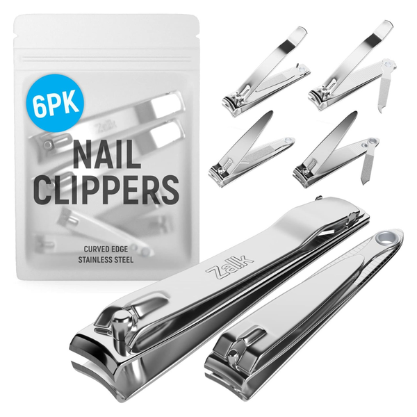 6-Pack Stainless Steel Nail Clippers Set With Heavy Duty Curved Edge